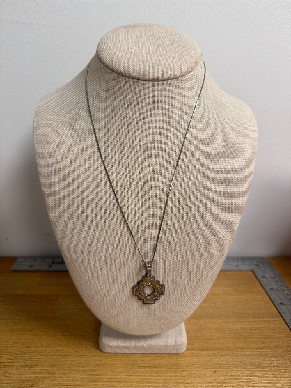 925 NFP Inca cross Chakana snake pendant silver necklace